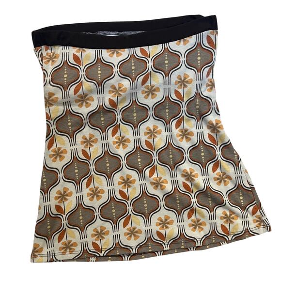 Vintage Y2K Strapless Tube Top Charlotte Russe Sz Medium 70s Print Braided Belt - Picture 2 of 7